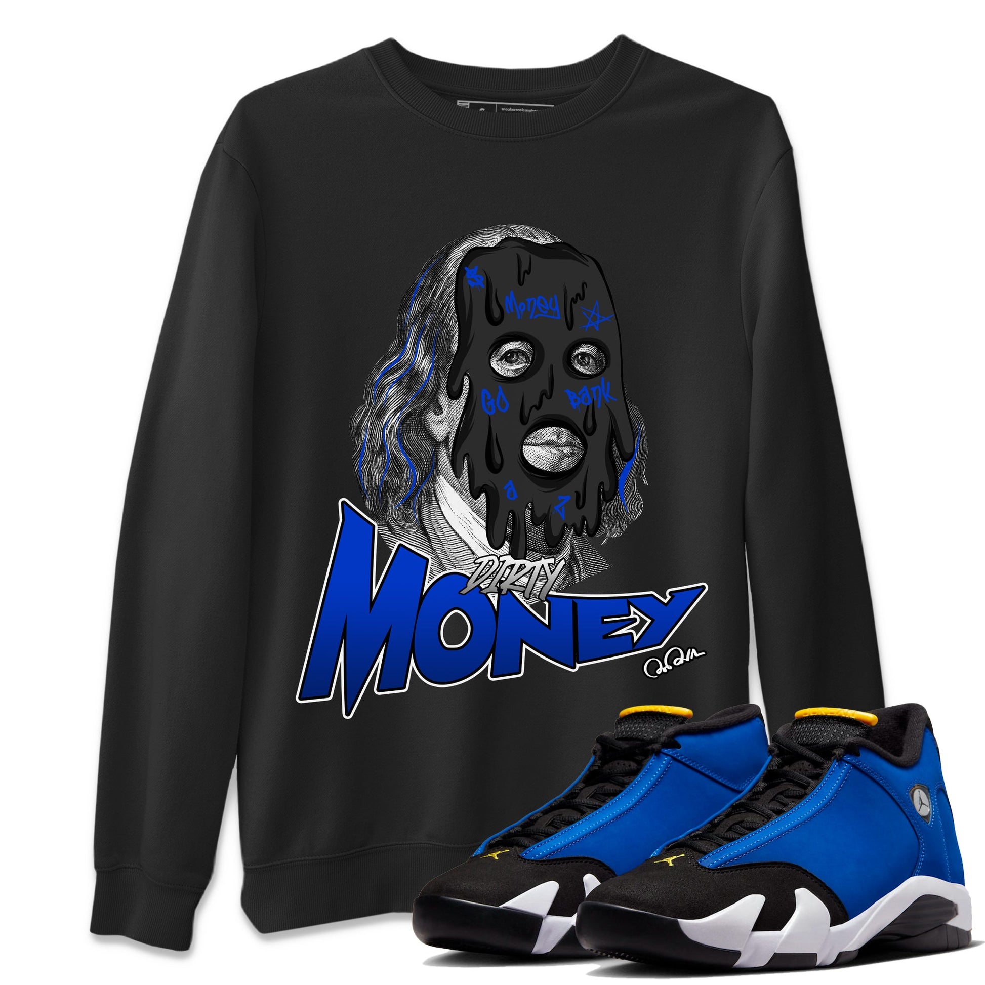 Air Jordan 14 Laney Sneaker Match Tees Dirty Money Sneaker Tees AJ14 Laney Sneaker Release Tees Unisex Shirts Black 1