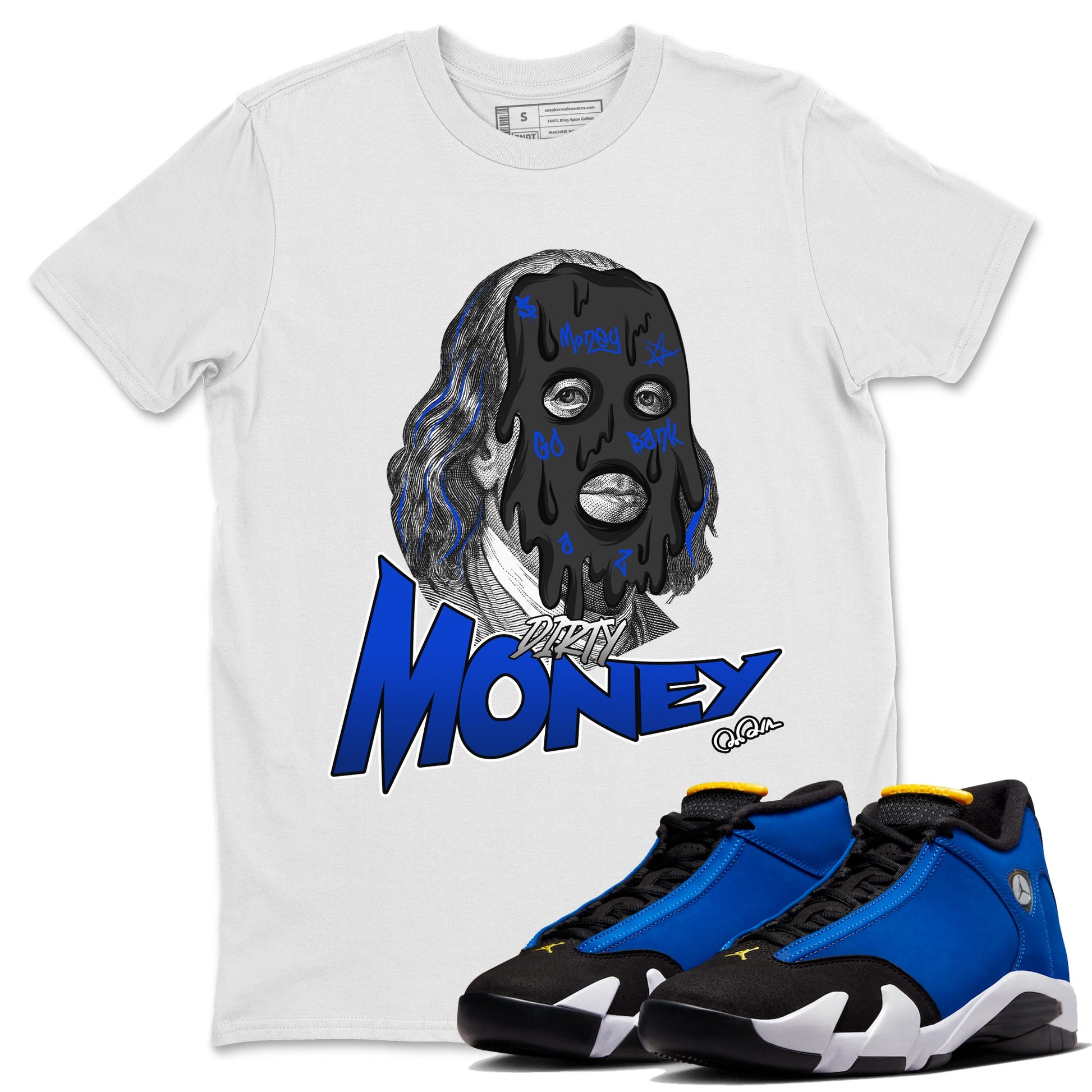 Air Jordan 14 Laney Sneaker Match Tees Dirty Money Sneaker Tees AJ14 Laney Sneaker Release Tees Unisex Shirts White 1