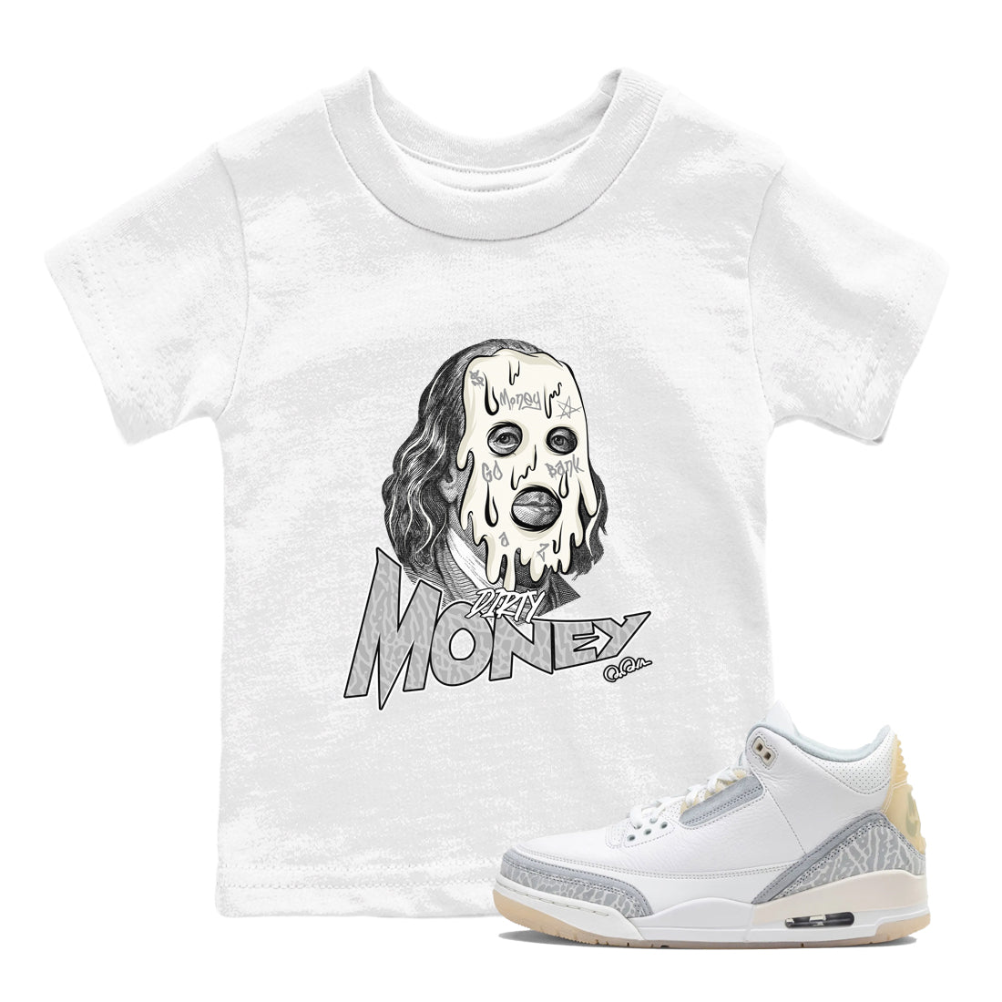 3s Ivory shirt to match jordans Dirty Money sneaker tees Air Jordan 3 Ivory SNRT sneaker release tees baby toddler White 1 cotton Shirt
