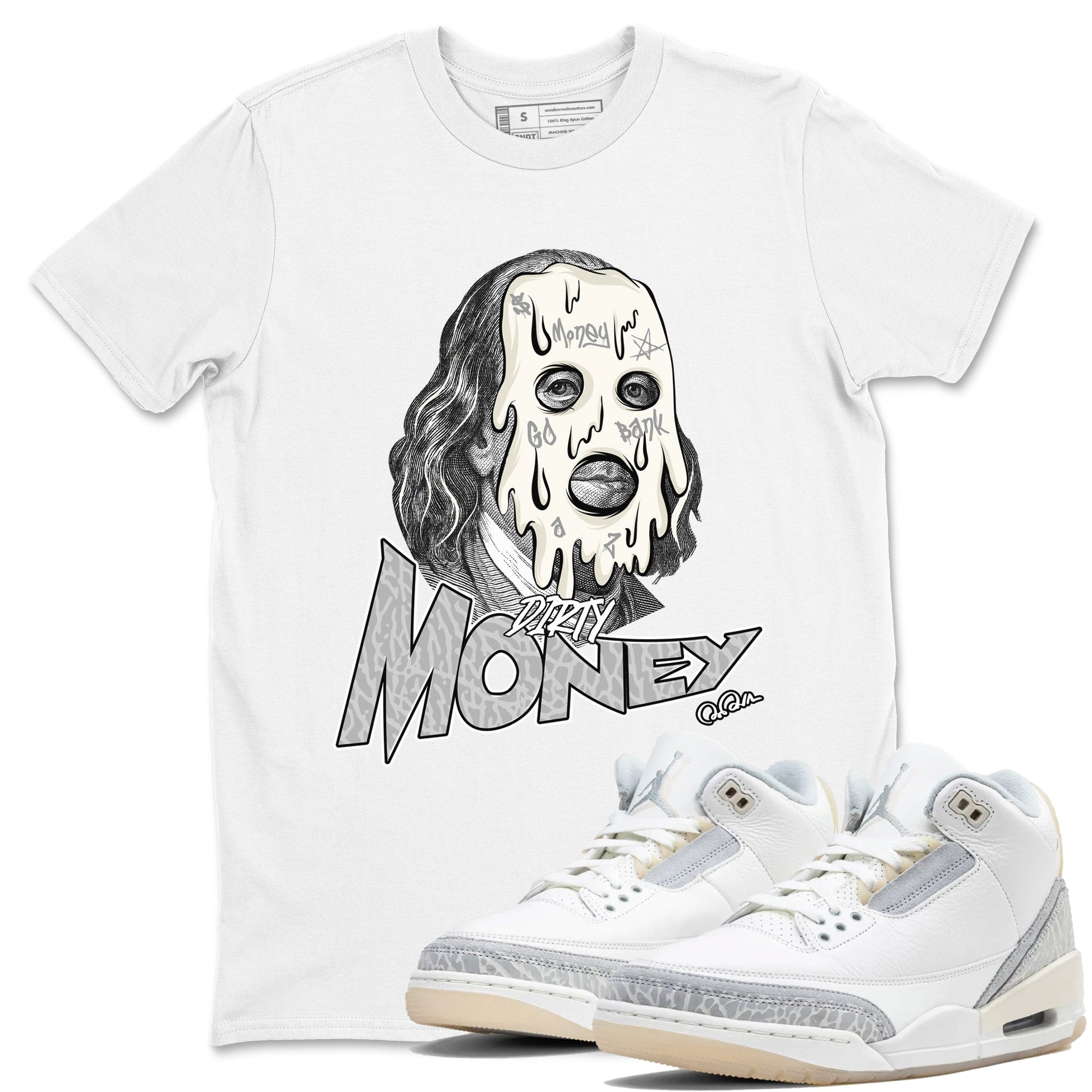 3s Ivory shirt to match jordans Dirty Money sneaker tees Air Jordan 3 Ivory SNRT Sneaker Release Tees unisex cotton White 1 crew neck shirt