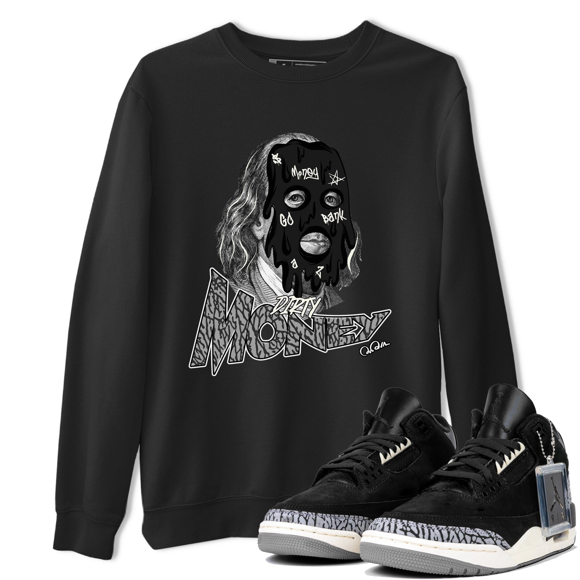 Air Jordan 3 Off Noir shirt to match jordans Dirty Money sneaker tees AJ3 Off Noir SNRT Sneaker Release Tees Unisex Black 1 T-Shirt