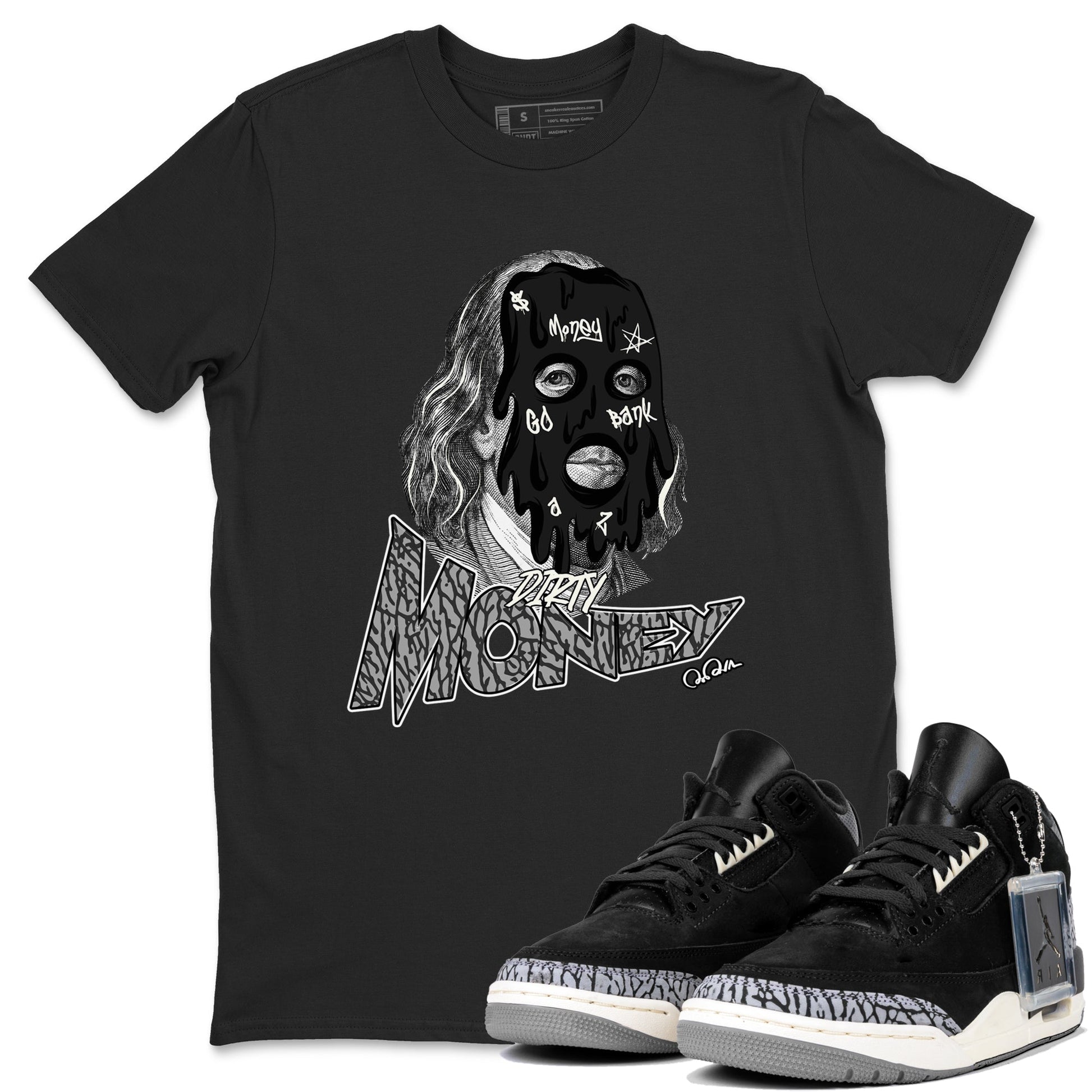 Air Jordan 3 Off Noir shirt to match jordans Dirty Money sneaker tees AJ3 Off Noir SNRT Sneaker Release Tees Unisex Black 1 T-Shirt