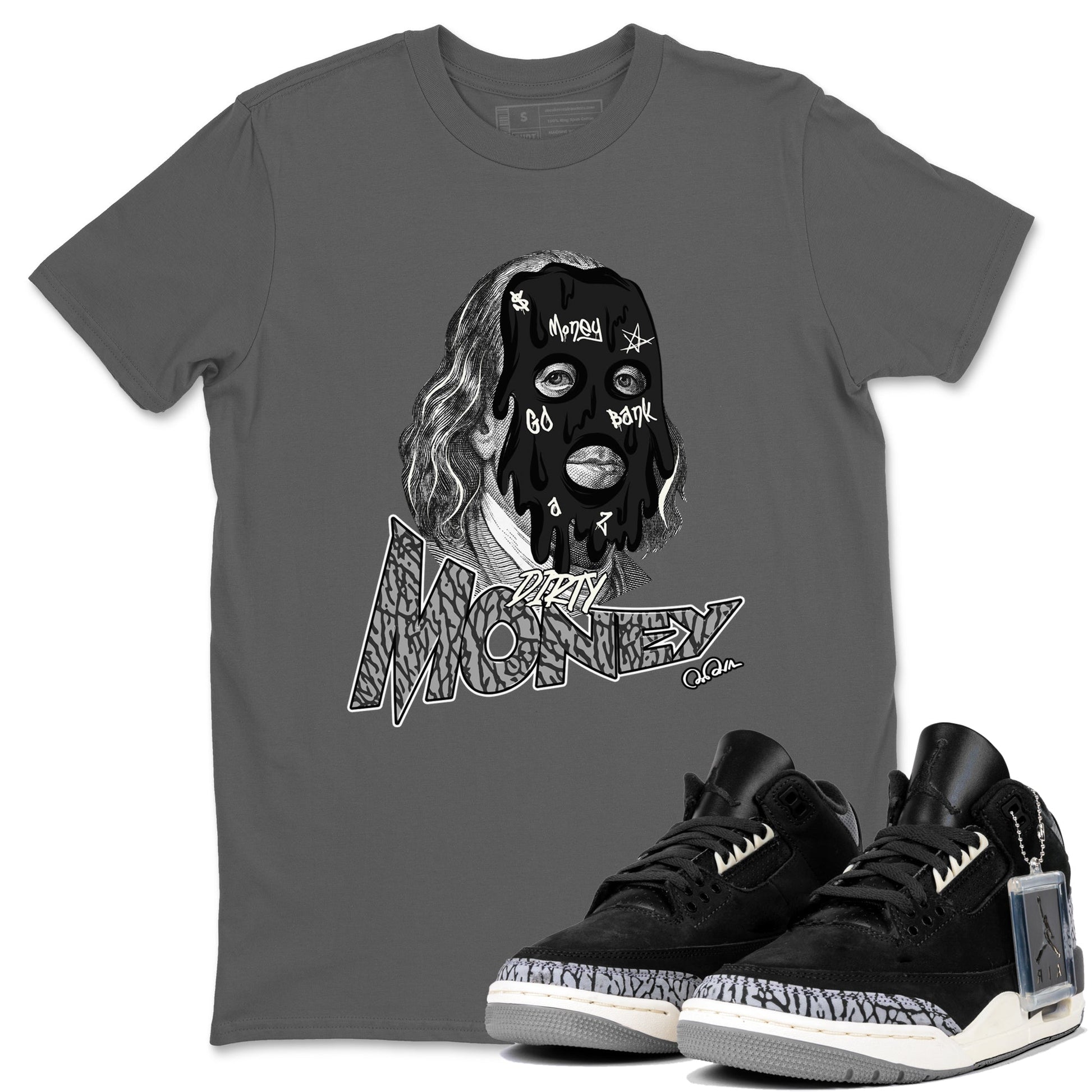 Air Jordan 3 Off Noir shirt to match jordans Dirty Money sneaker tees AJ3 Off Noir SNRT Sneaker Release Tees Unisex Cool Grey 1 T-Shirt