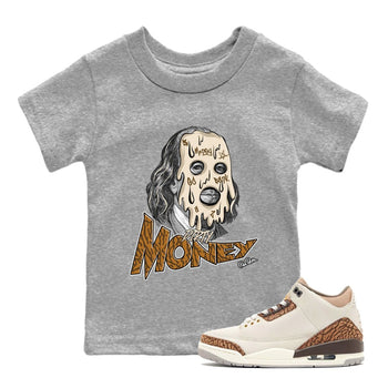 Air Jordan 3 Palomino Sneaker Match Tees Dirty Money Sneaker Tees AJ3 Palomino Sneaker Release Tees Kids Shirts Heather Grey 1
