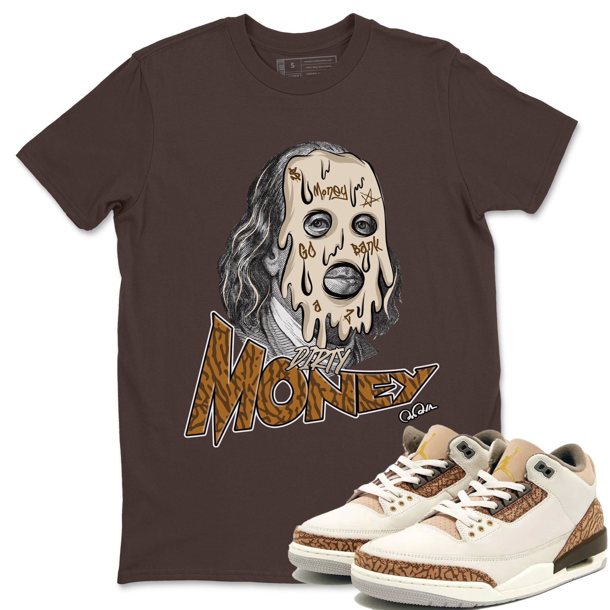 Air Jordan 3 Palomino Sneaker Match Tees Dirty Money Sneaker Tees AJ3 Palomino Sneaker Release Tees Unisex Shirts Dark Chocolate 1