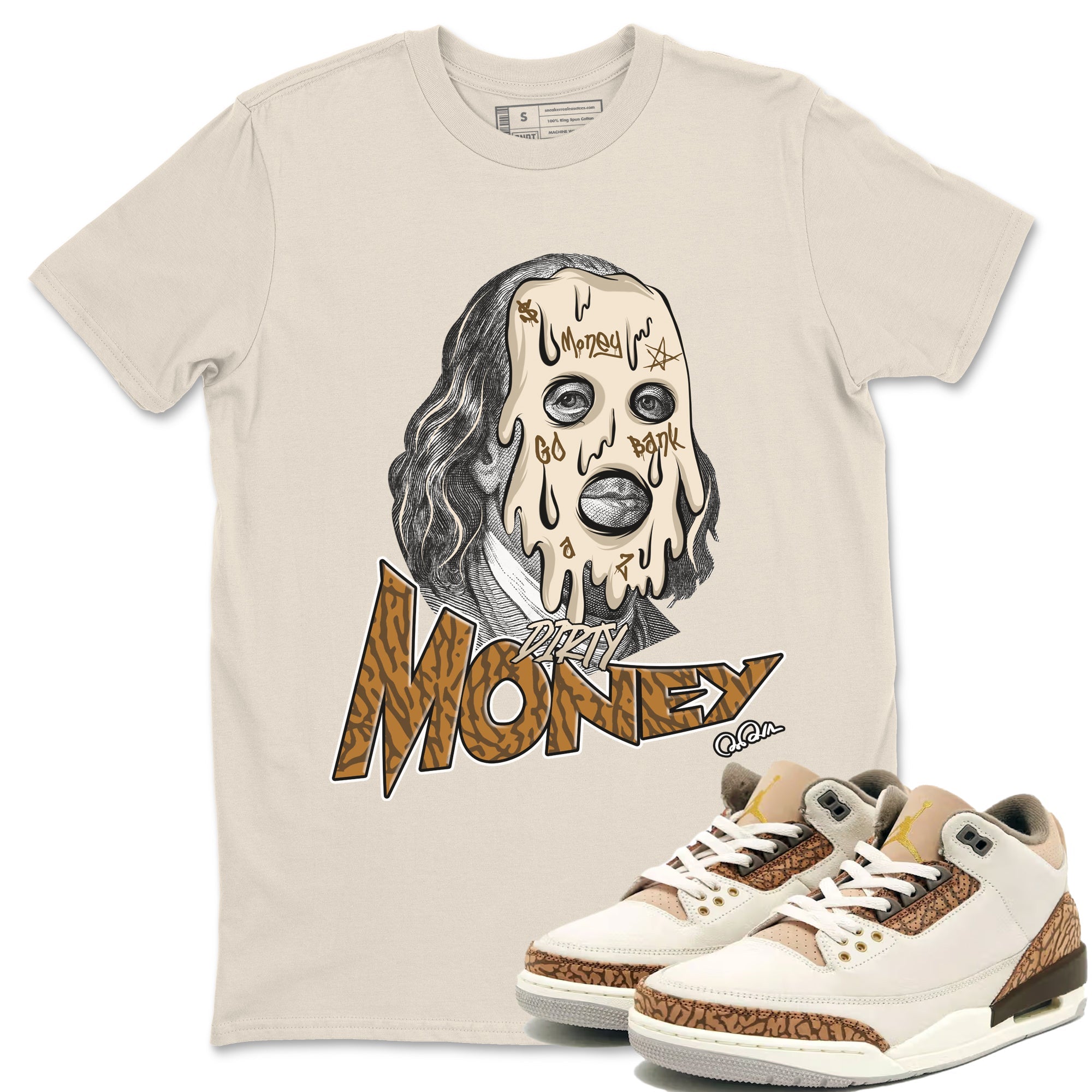 Air Jordan 3 Palomino Sneaker Match Tees Dirty Money Sneaker Tees AJ3 Palomino Sneaker Release Tees Unisex Shirts Natural 1