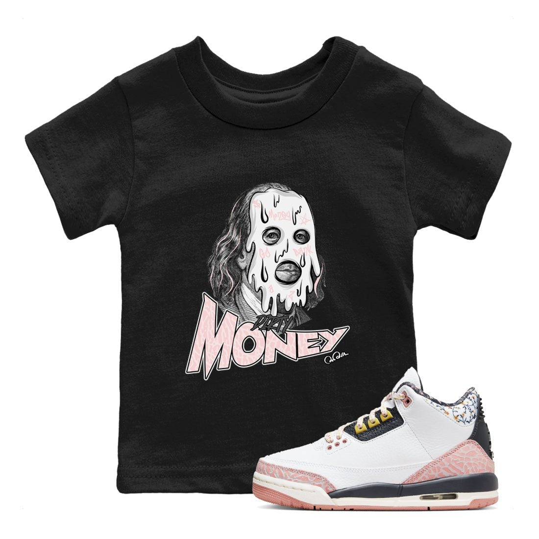 Air Jordan 3 GS Vintage Floral shirt to match jordans Dirty Money sneaker tees Air Jordan 3 Vintage Floral SNRT sneaker release tees baby toddler Black 1 cotton Shirt