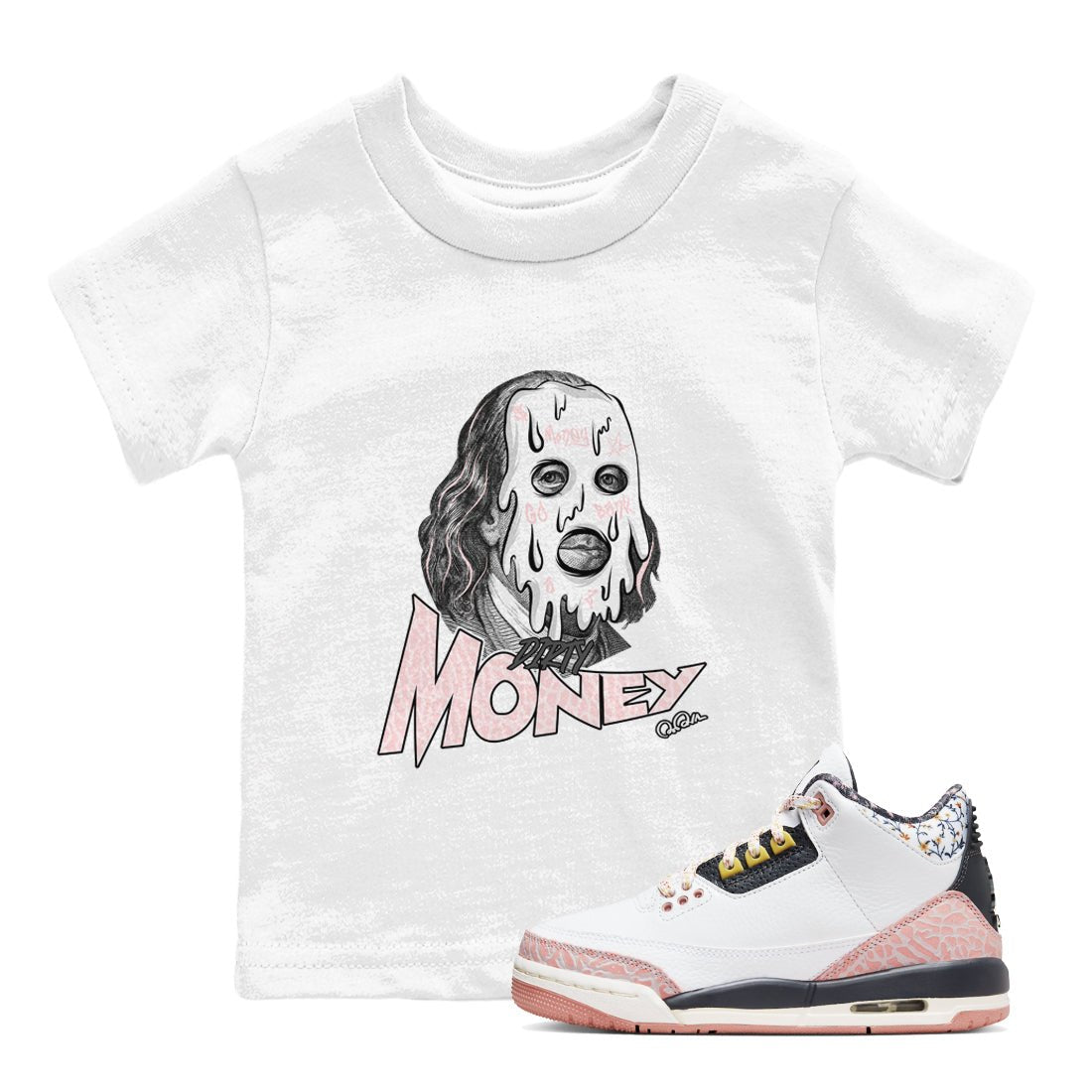 Air Jordan 3 GS Vintage Floral shirt to match jordans Dirty Money sneaker tees Air Jordan 3 Vintage Floral SNRT sneaker release tees baby toddler White 1 cotton Shirt