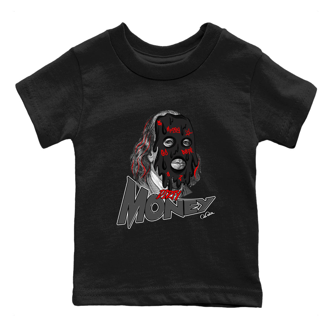 4s Bred Reimagined shirt to match jordans Dirty Money sneaker tees Air Jordan 4 Bred Reimagined SNRT Sneaker Release Tees Baby Toddler Black 2 T-Shirt