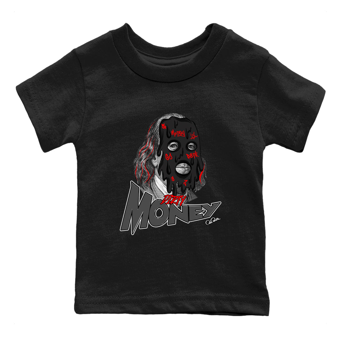 4s Bred Reimagined shirt to match jordans Dirty Money sneaker tees Air Jordan 4 Bred Reimagined SNRT Sneaker Release Tees Baby Toddler Black 2 T-Shirt