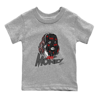 4s Bred Reimagined shirt to match jordans Dirty Money sneaker tees Air Jordan 4 Bred Reimagined SNRT Sneaker Release Tees Baby Toddler Heather Grey 2 T-Shirt