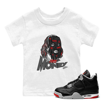 4s Bred Reimagined shirt to match jordans Dirty Money sneaker tees Air Jordan 4 Bred Reimagined SNRT Sneaker Release Tees Baby Toddler White 1 T-Shirt