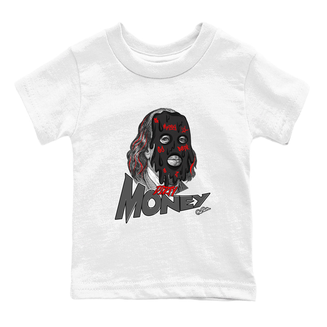 4s Bred Reimagined shirt to match jordans Dirty Money sneaker tees Air Jordan 4 Bred Reimagined SNRT Sneaker Release Tees Baby Toddler White 2 T-Shirt