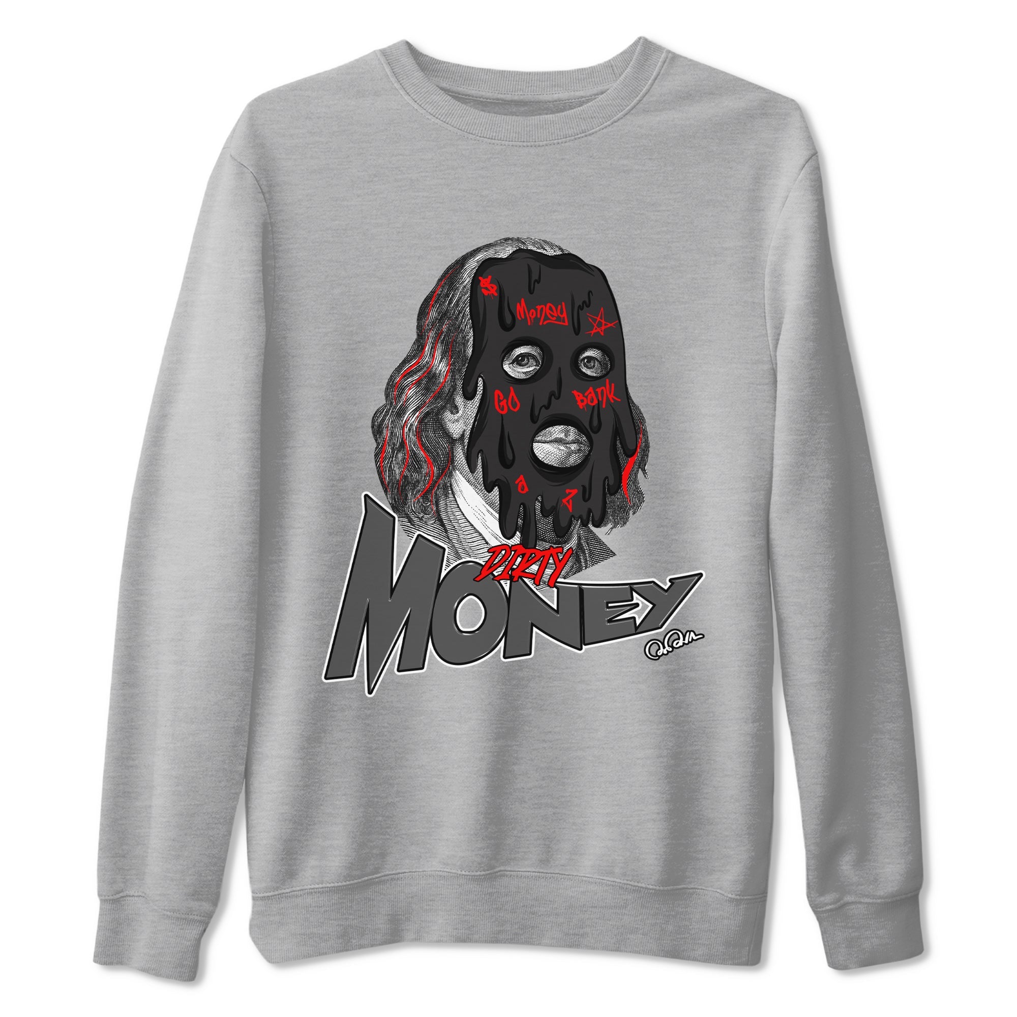 4s Bred Reimagined shirt to match jordans Dirty Money sneaker tees Air Jordan 4 Bred Reimagined SNRT Sneaker Release Tees Unisex Heather Grey 2 T-Shirt
