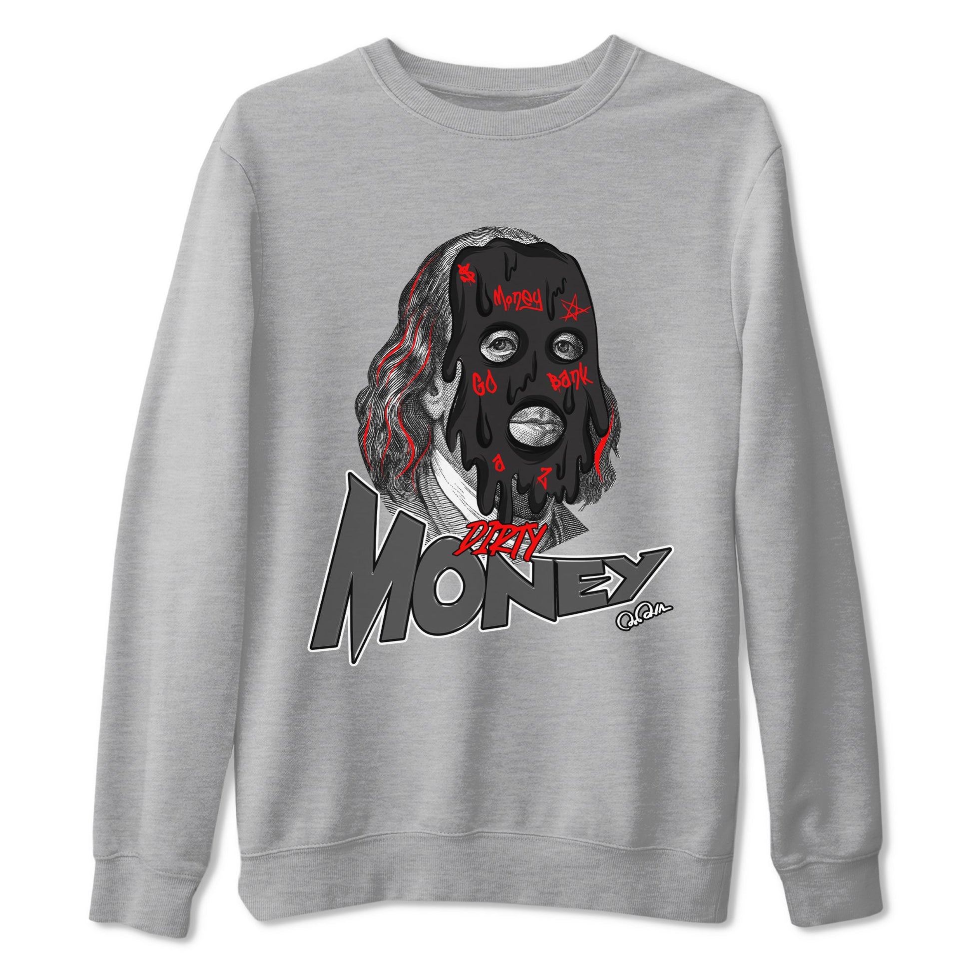 4s Bred Reimagined shirt to match jordans Dirty Money sneaker tees Air Jordan 4 Bred Reimagined SNRT Sneaker Release Tees Unisex Heather Grey 2 T-Shirt