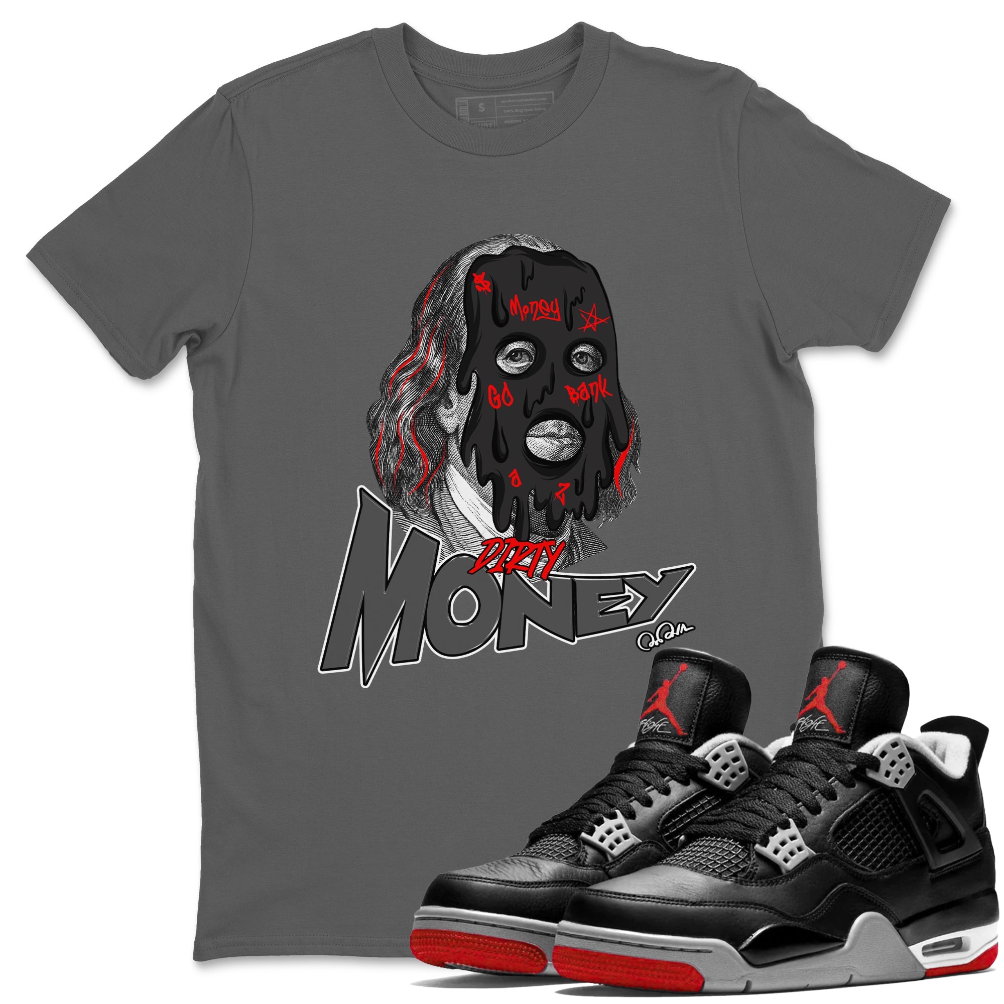 4s Bred Reimagined shirt to match jordans Dirty Money sneaker tees Air Jordan 4 Bred Reimagined SNRT Sneaker Release Tees Unisex Cool Grey 1 T-Shirt
