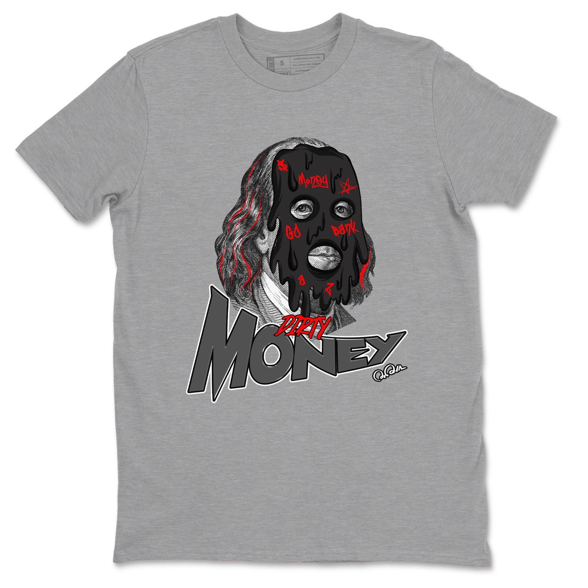 4s Bred Reimagined shirt to match jordans Dirty Money sneaker tees Air Jordan 4 Bred Reimagined SNRT Sneaker Release Tees Unisex Heather Grey 2 T-Shirt