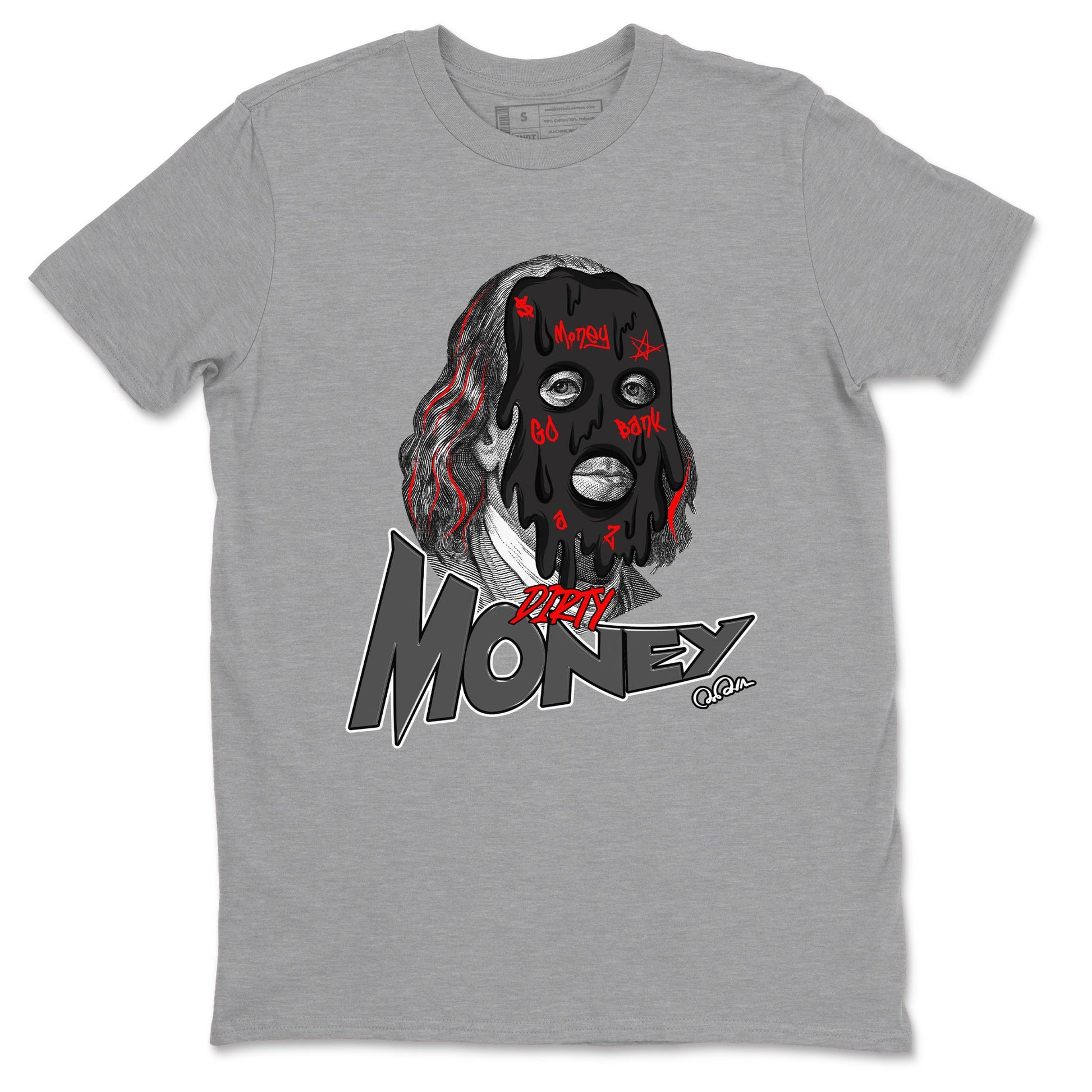 4s Bred Reimagined shirt to match jordans Dirty Money sneaker tees Air Jordan 4 Bred Reimagined SNRT Sneaker Release Tees Unisex Heather Grey 2 T-Shirt