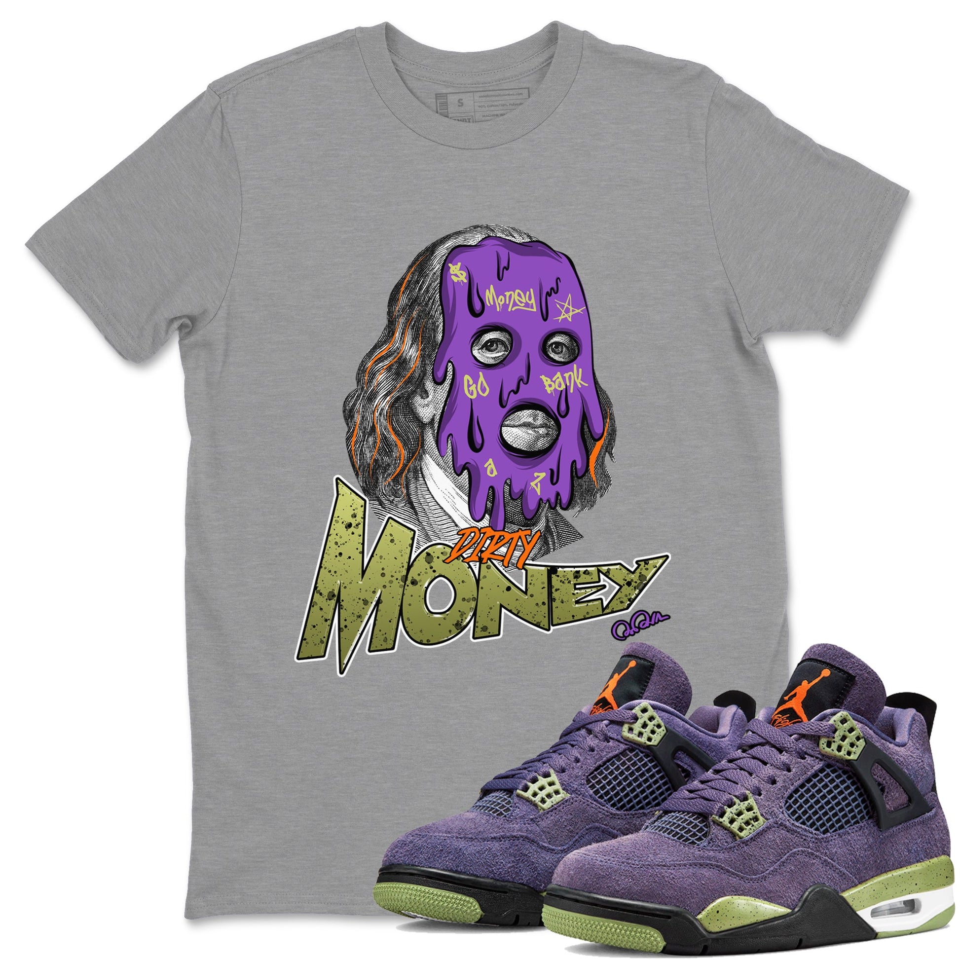 Air Jordan 4 Canyon Purple shirt to match jordans Dirty Money sneaker tees AJ4 Canyon Purple SNRT Sneaker Release Tees Unisex Heather Grey 1 T-Shirt, Halloween tshirt