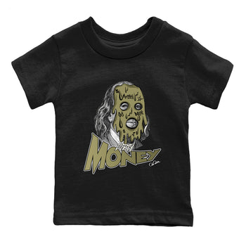 Air Jordan 4 Medium Olive shirt to match jordans Dirty Money sneaker tees AJ4Medium Olive SNRT Sneaker Release Tees Baby Toddler Black 2 T-Shirt