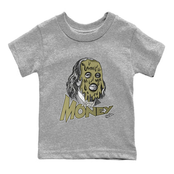 Air Jordan 4 Medium Olive shirt to match jordans Dirty Money sneaker tees AJ4Medium Olive SNRT Sneaker Release Tees Baby Toddler Heather Grey 2 T-Shirt