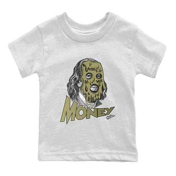 Air Jordan 4 Medium Olive shirt to match jordans Dirty Money sneaker tees AJ4Medium Olive SNRT Sneaker Release Tees Baby Toddler White 2 T-Shirt