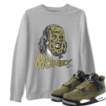 Air Jordan 4 Medium Olive shirt to match jordans Dirty Money sneaker tees AJ4Medium Olive SNRT Sneaker Release Tees Unisex Heather Grey 1 T-Shirt