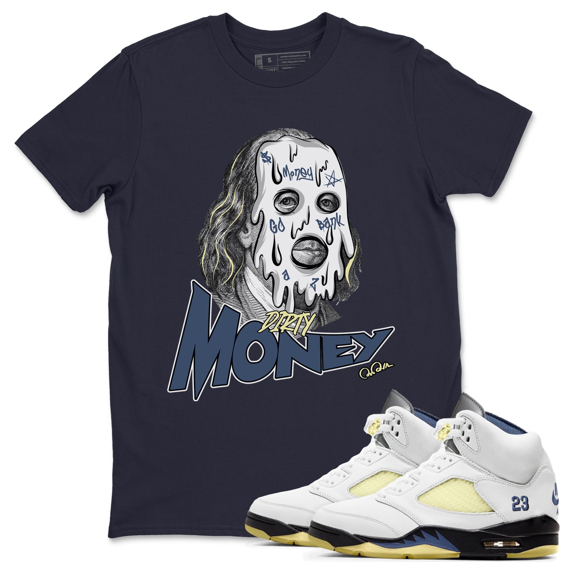Air Jordan 5 A Ma Maniere x Photon Dust shirt to match jordans Dirty Money sneaker tees Jordan 5 A Ma Maniere "Dawn" SNRT Sneaker Release Tees Unisex Navy 1 T-Shirt