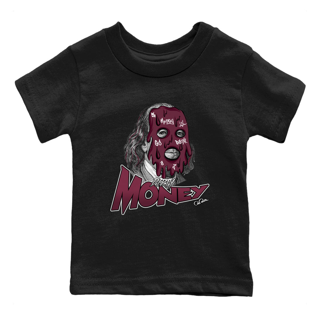 Air Jordan 5 Burgundy Sneaker Match Tees Dirty Money Sneaker Tees AJ5 Burgundy Sneaker Release Tees Kids Shirts Black 2