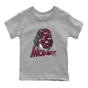 Air Jordan 5 Burgundy Sneaker Match Tees Dirty Money Sneaker Tees AJ5 Burgundy Sneaker Release Tees Kids Shirts Heather Grey 2