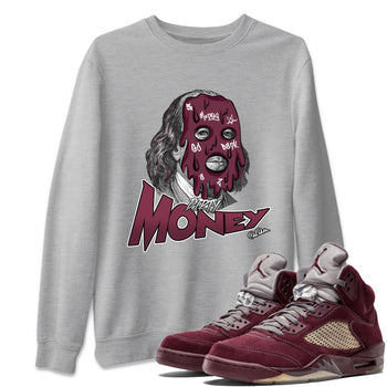 Air Jordan 5 Burgundy Sneaker Match Tees Dirty Money Sneaker Tees AJ5 Burgundy Sneaker Release Tees Unisex Shirts Heather Grey 1