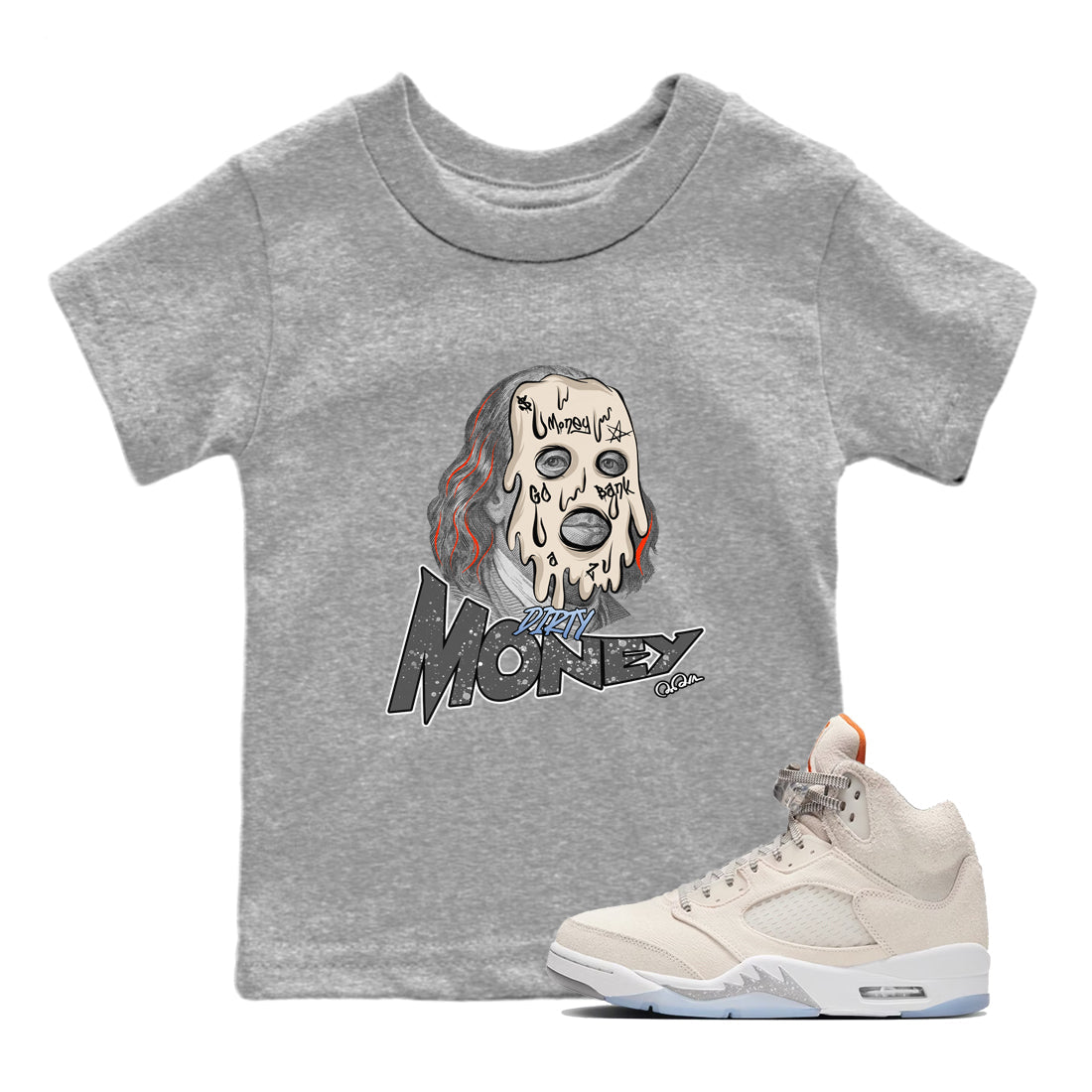 Air Jordan 5 Craft Dirty Money Baby and Kids Sneaker Tees AJ5 SE Craft Kids Sneaker Tees Size Chart