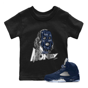 Air Jordan 5 Georgetown Sneaker Match Tees Dirty Money Sneaker Tees AJ5 Georgetown Sneaker Release Tees Kids Shirts Black 1