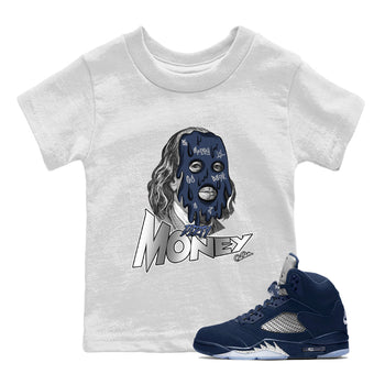 Air Jordan 5 Georgetown Sneaker Match Tees Dirty Money Sneaker Tees AJ5 Georgetown Sneaker Release Tees Kids Shirts White 1