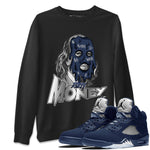 Air Jordan 5 Georgetown Sneaker Match Tees Dirty Money Sneaker Tees AJ5 Georgetown Sneaker Release Tees Unisex Shirts Black 1