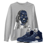 Air Jordan 5 Georgetown Sneaker Match Tees Dirty Money Sneaker Tees AJ5 Georgetown Sneaker Release Tees Unisex Shirts Heather Grey 1