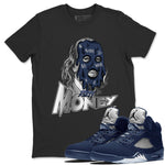 Air Jordan 5 Georgetown Sneaker Match Tees Dirty Money Sneaker Tees AJ5 Georgetown Sneaker Release Tees Unisex Shirts Black 1