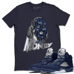 Air Jordan 5 Georgetown Sneaker Match Tees Dirty Money Sneaker Tees AJ5 Georgetown Sneaker Release Tees Unisex Shirts Navy 1