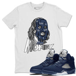 Air Jordan 5 Georgetown Sneaker Match Tees Dirty Money Sneaker Tees AJ5 Georgetown Sneaker Release Tees Unisex Shirts White 1