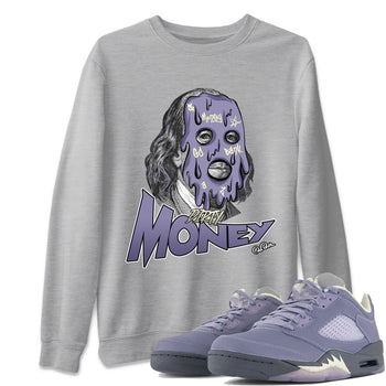 Air Jordan 5 Indigo Haze Sneaker Match Tees Dirty Money Sneaker Tees AJ5 Indigo Haze Sneaker Release Tees Unisex Shirts Heather Grey 1