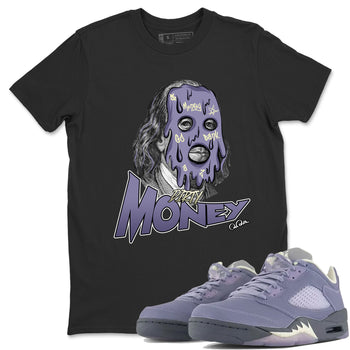 Air Jordan 5 Indigo Haze Sneaker Match Tees Dirty Money Sneaker Tees AJ5 Indigo Haze Sneaker Release Tees Unisex Shirts Black 1