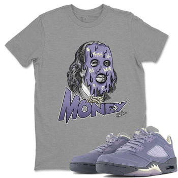 Air Jordan 5 Indigo Haze Sneaker Match Tees Dirty Money Sneaker Tees AJ5 Indigo Haze Sneaker Release Tees Unisex Shirts Heather Grey 1