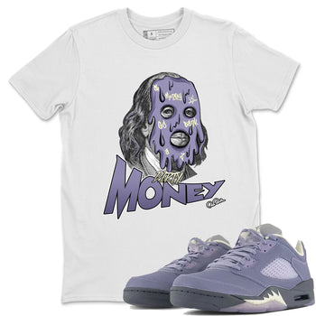 Air Jordan 5 Indigo Haze Sneaker Match Tees Dirty Money Sneaker Tees AJ5 Indigo Haze Sneaker Release Tees Unisex Shirts White 1