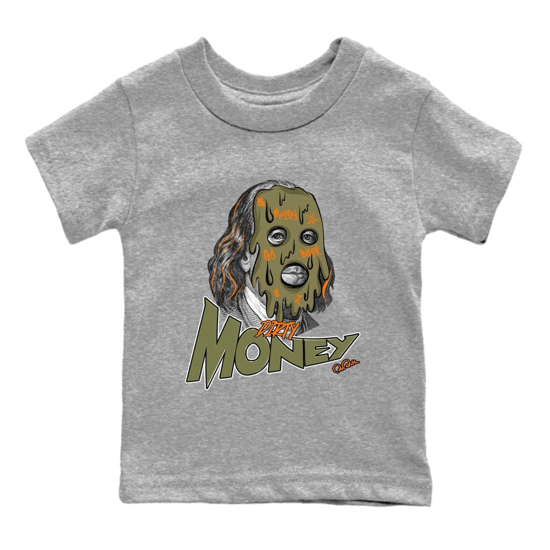 5s Olive shirt to match jordans Dirty Money sneaker tees Air Jordan 5 Olive SNRT sneaker release tees baby toddler Heather Grey 2 cotton Shirt