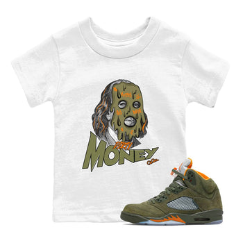 5s Olive shirt to match jordans Dirty Money sneaker tees Air Jordan 5 Olive SNRT sneaker release tees baby toddler White 1 cotton Shirt