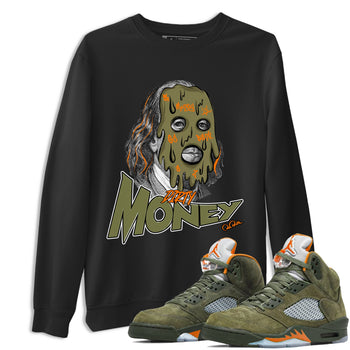 5s Olive shirt to match jordans Dirty Money sneaker tees Air Jordan 5 Olive SNRT Sneaker Release Tees unisex cotton Black 1 crew neck shirt