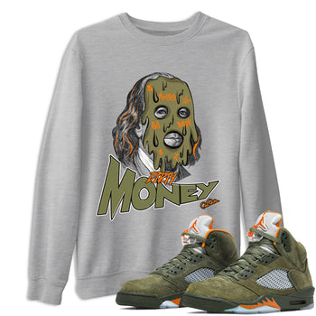 5s Olive shirt to match jordans Dirty Money sneaker tees Air Jordan 5 Olive SNRT Sneaker Release Tees unisex cotton Heather Grey 1 crew neck shirt