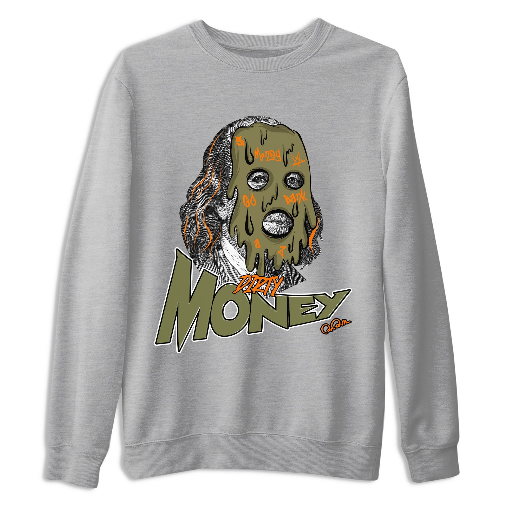 5s Olive shirt to match jordans Dirty Money sneaker tees Air Jordan 5 Olive SNRT Sneaker Release Tees unisex cotton Heather Grey 2 crew neck shirt