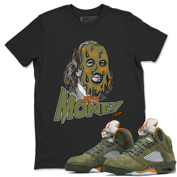 5s Olive shirt to match jordans Dirty Money sneaker tees Air Jordan 5 Olive SNRT Sneaker Release Tees unisex cotton Black 1 crew neck shirt