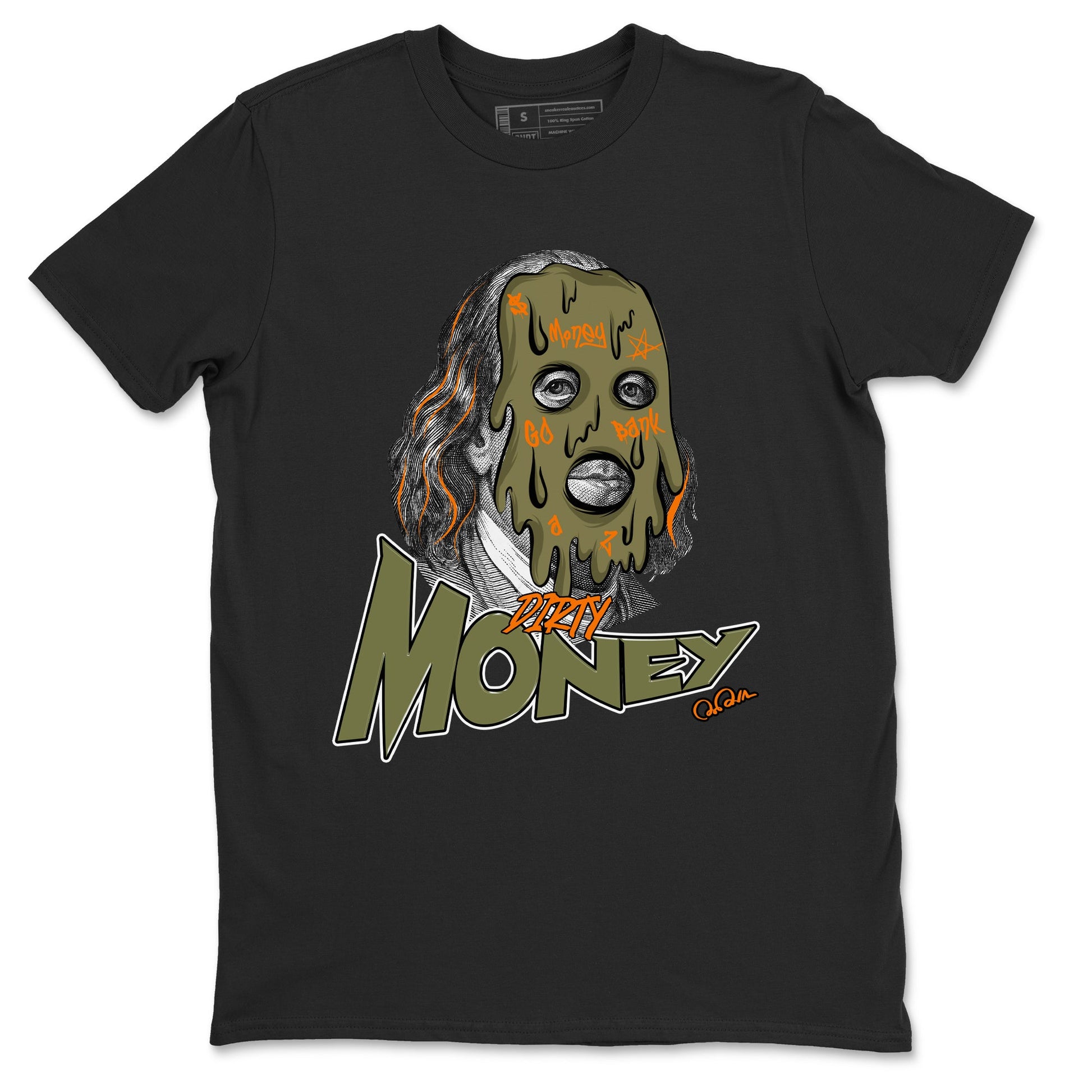 5s Olive shirt to match jordans Dirty Money sneaker tees Air Jordan 5 Olive SNRT Sneaker Release Tees unisex cotton Black 2 crew neck shirt